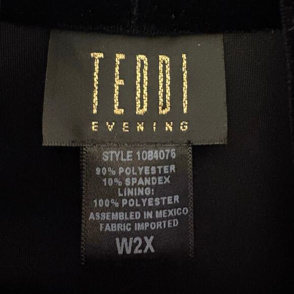 Teddi Evening Black Crushed Velvet Open Swing Coat 2X Holidays Christmas VTG - Picture 6 of 7